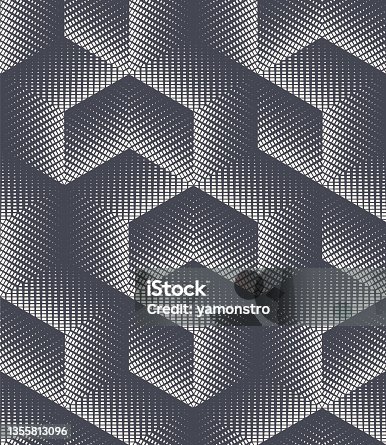 istock Cross Hatch Cube Isometric Shapes Seamless Pattern Vector Abstract Background 1355813096