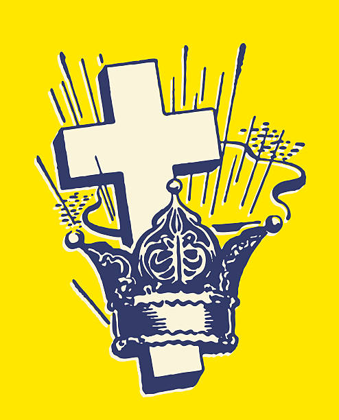 Cross Rising out of Crown  easter sunday stock illustrations