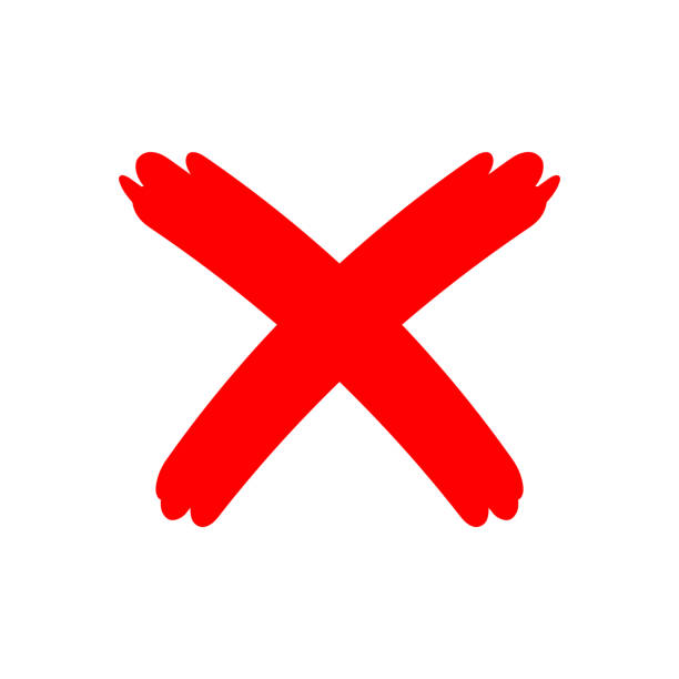 çapraz işareti kırmızı el çizilmiş, fırça boya x harfi el yazısı, criss-cross sembolü boyalı, beyaz izole - check mark stock illustrations