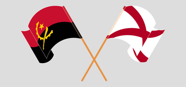 ilustraciones, imágenes clip art, dibujos animados e iconos de stock de banderas cruzadas y ondeando de angola y el estado de alabama - alabama football