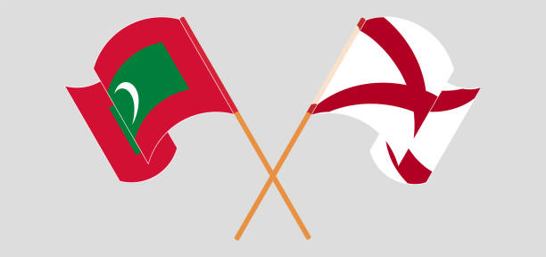 ilustraciones, imágenes clip art, dibujos animados e iconos de stock de banderas cruzadas y ondeando de maldivas y el estado de alabama - alabama football