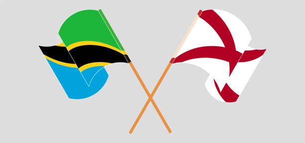 ilustraciones, imágenes clip art, dibujos animados e iconos de stock de banderas cruzadas y ondeando de tanzania y el estado de alabama - alabama football