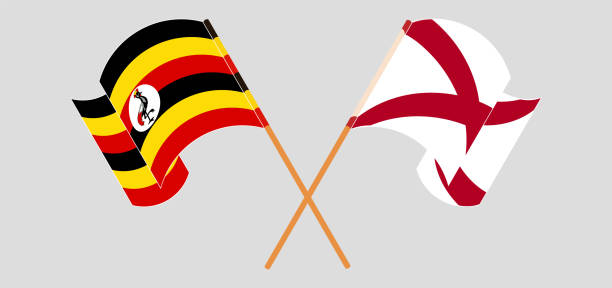 ilustraciones, imágenes clip art, dibujos animados e iconos de stock de banderas cruzadas y ondeando de uganda y el estado de alabama - alabama football