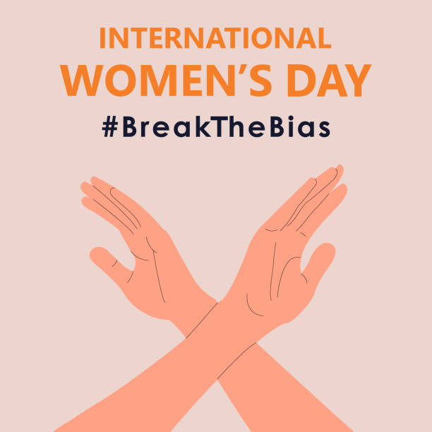 stockillustraties, clipart, cartoons en iconen met crossed arms on isolated background. international womens day. 8th march. break the bias campaign. vector illustration in flat style for banner, social networks. - womens day poster