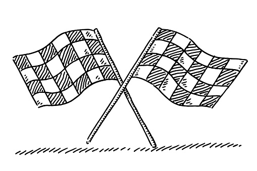 Crossed Checkered Flags Drawing