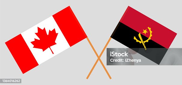 istock Crossed flags of Canada and Angola. Official colors. Correct proportion 1364016262