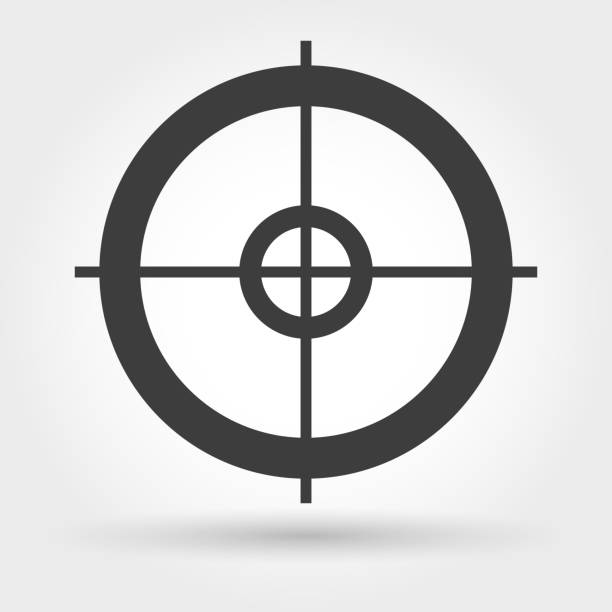 Crosshair icon on white Crosshair icon. Vector small sniper weapon aiming sign military clipart stock illustrations