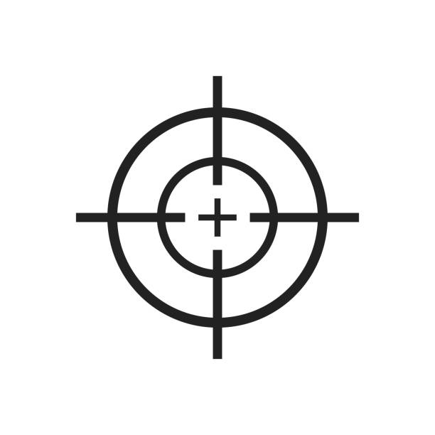 crosshair simgesi vektör tasarım illüstrasyon beyaz arka plan üzerinde izole - gun stock illustrations