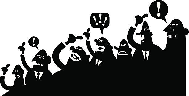 Crowd argument A silhouette vector image containing characters involved in a vivid discussion. angry crowd stock illustrations