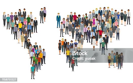 istock Crowd of people composing a world map 1158751327