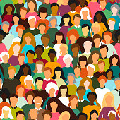 istock Crowd of people seamless pattern 1301077856