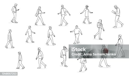 istock Crowd of tiny people walking. Different people. 1348057253