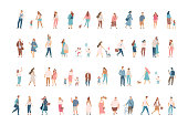Different People big vector set. Male and female flat characters isolated on white background.