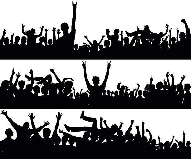 stockillustraties, clipart, cartoons en iconen met crowd (all complete people, a clipping path hides the legs) - concert