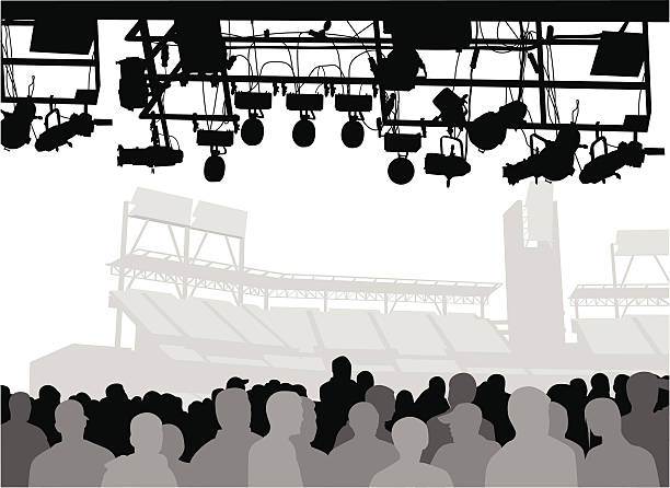 Crowd'n Show Vector Silhouette A-Digit cartoon of a stadium crowd stock illustrations