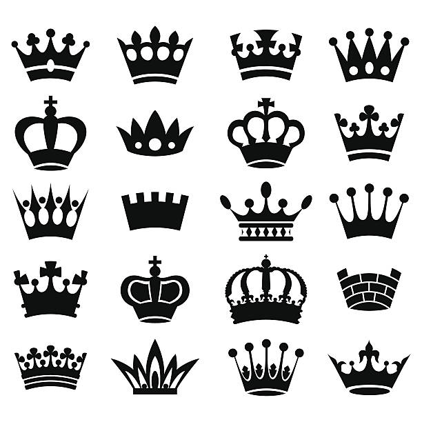 Crown collection - vector silhouette Crown silhouette collection. Vector. chess silhouettes stock illustrations