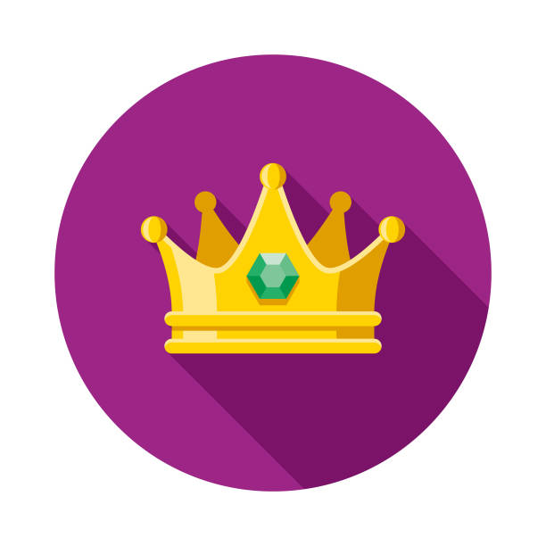Crown Flat Design Mardi Gras Icon A flat design styled icon with a long side shadow. Color swatches are global so it’s easy to edit and change the colors. crown headwear stock illustrations