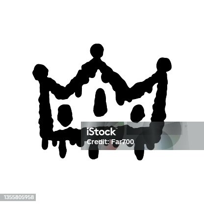 istock Crown icon. Black bold outline silhouette. Vector flat graphic hand drawn illustration. The isolated object on a white background. Isolate. 1355805958