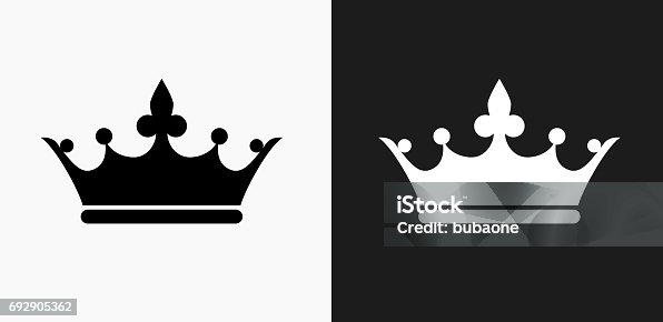 istock Crown Icon on Black and White Vector Backgrounds 692905362