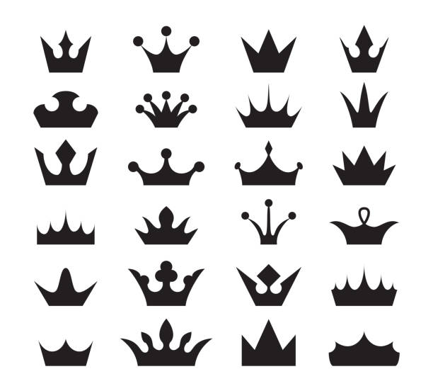 illustrations, cliparts, dessins animés et icônes de couronne icône ensemble. - couronne