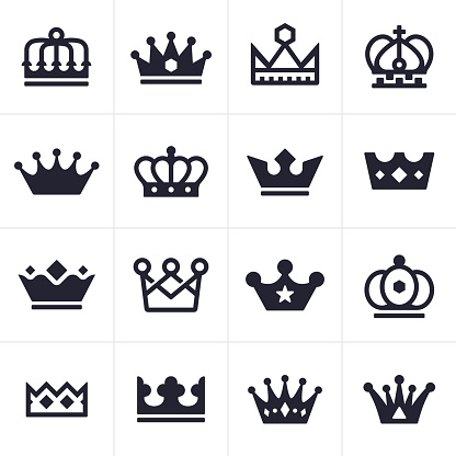 King and queen crown icons and symbols collection.  EPS 10 file. 