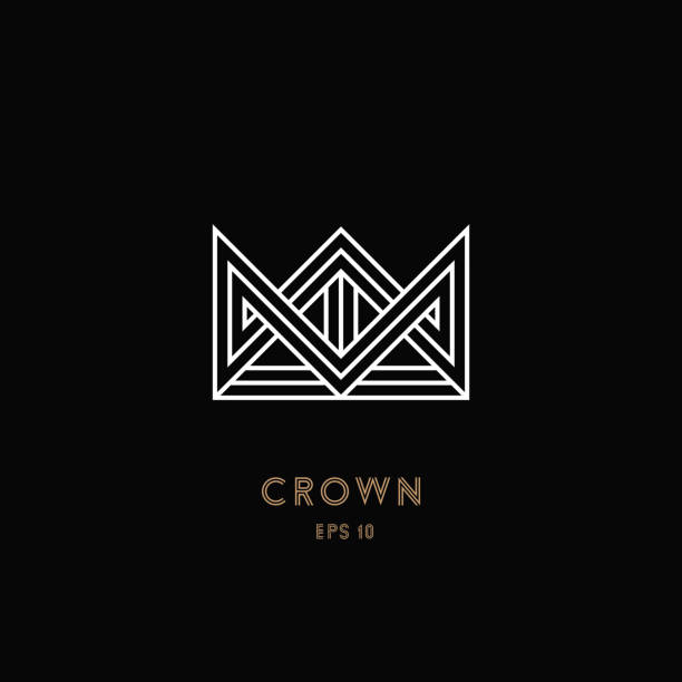 Crown logo, geometric monogram Line design. Vector illustration EPS 10 headwear stock illustrations