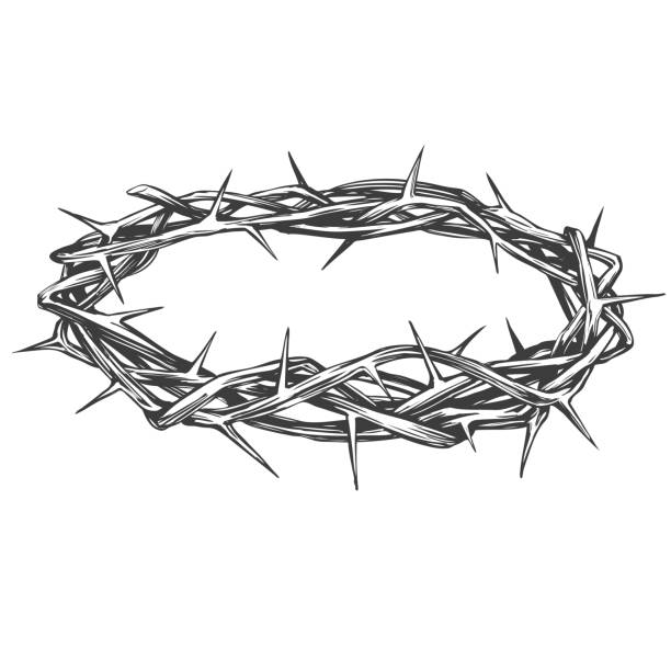 crown of thorns, easter religious symbol of Christianity hand drawn vector illustration sketch crown of thorns, easter religious symbol of Christianity hand drawn vector illustration sketch crown of thorns stock illustrations