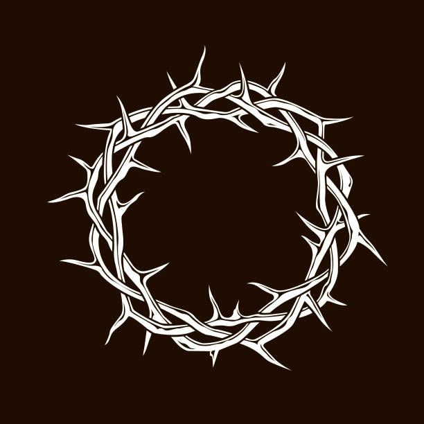 crown of thorns image white crown of thorns image isolated on black background religious cross clipart stock illustrations