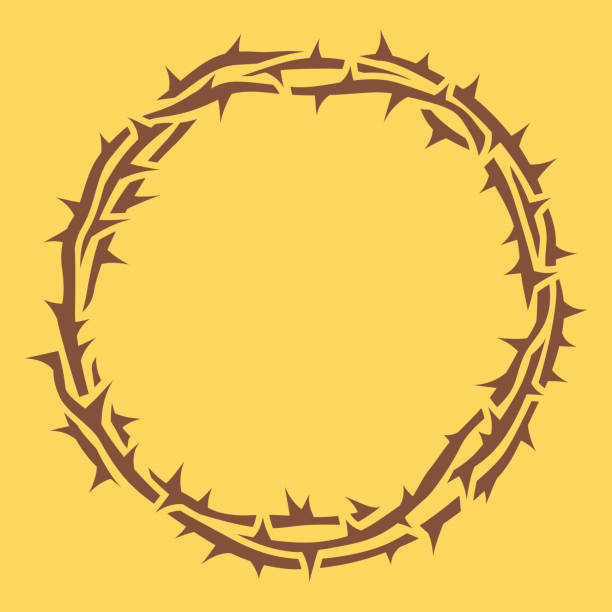 Crown of Thorns Religious crown of thorns good Friday Jesus thorn circle border. pain borders stock illustrations