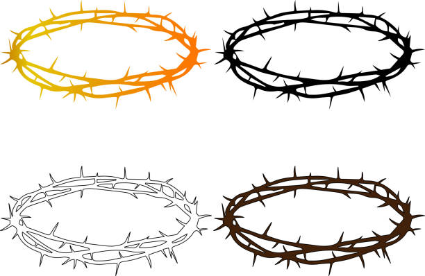 crown of thorns crown of thorns, Jesus Christ's - crown thorn stock illustrations