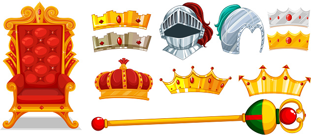 Crowns and knight helmet