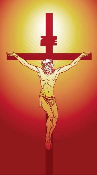 Crucifixion of Jesus Christ, a religious symbol  drawing of the good friday stock illustrations