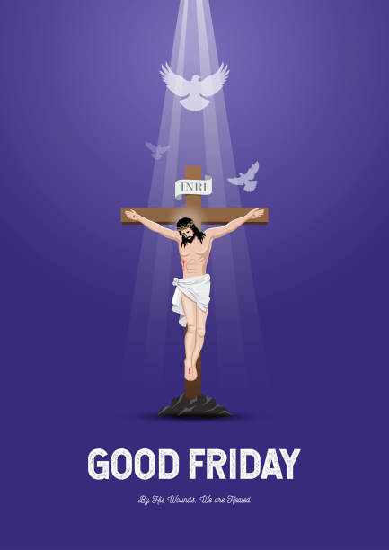 Crucifixion of Jesus Christ vector illustration  good friday stock illustrations
