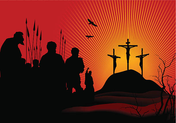 Crucifixion  religious cross silhouettes stock illustrations