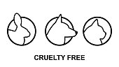 istock Cruelty free icons with animals head - bunny, dog, cat. Not tested on animals. Black icon set. 1308270170