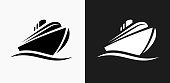 istock Cruise liner Icon on Black and White Vector Backgrounds 830999006