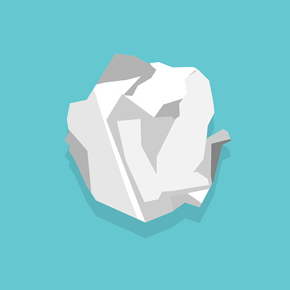 Crumpled paper sheet. Vector illustration in flat style.