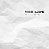 Crumpled Paper Texture. White empty leaf of crumpled paper. Torn surface of letter blank. Effect Crumpled paper sheet background for your design. Vector illustration