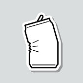 istock Crushed can. Icon sticker on gray background 1307616604