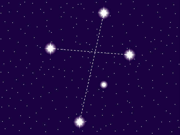 克魯克斯星座。星空夜空。星座。恒星和星系團。深空。向量插圖 - 南方 幅插畫檔、美工圖案、卡通及圖標