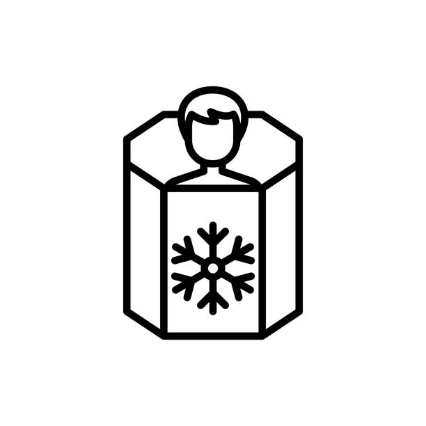 Cryotherapy thin line icon, man in cryo capsule. Rehabilitation procedure. Modern vector illustration. vector art illustration