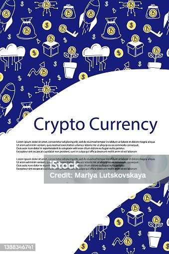 istock Cryptocurrency poster. Bitcoin banner. Line financial objects, outline crypto coins, blockchain technology. Mining, exchange and groth wallet, investment simbol vector isolated doodle illustration 1388346741