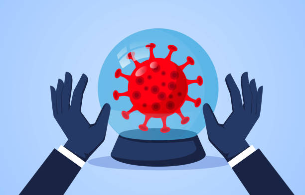 クリスタルボールと新しいコロナウイルスは、できるだけ早く新しいコロナウイルスを排除するために世界を願い、祝福 - 水晶点のイラスト素材／クリップアート素材／マンガ素材／アイコン素材