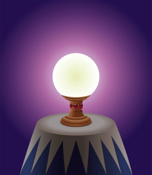 Crystal Ball Conjuring the Light of Future vector art illustration