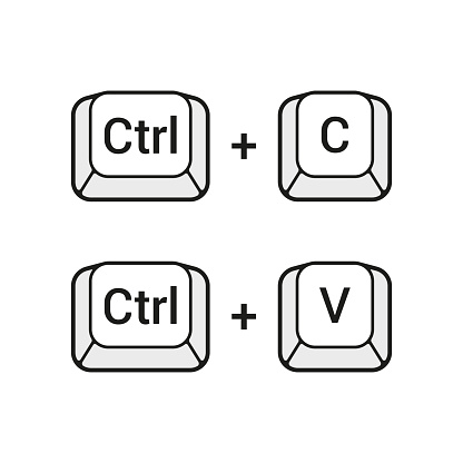 Ctrl C And Ctrl V Keyboard Buttons Copy And Paste Key Shortcuts Vector Line Icons Stock