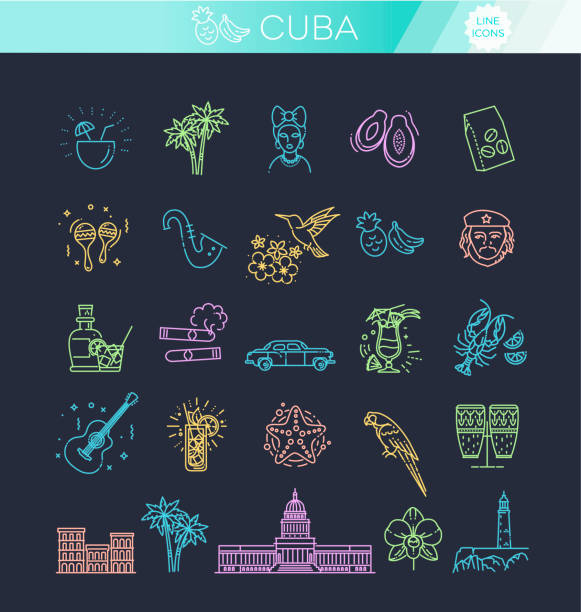 zestaw ikon kuby - cuba stock illustrations