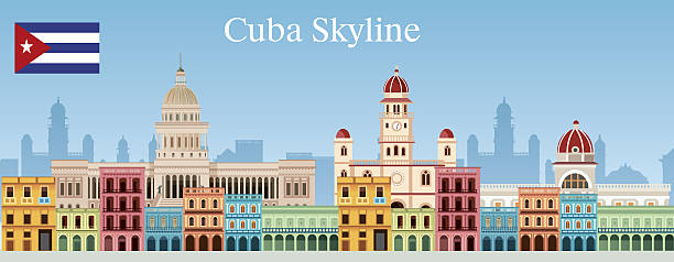 쿠바 스카이라인 - cuba stock illustrations
