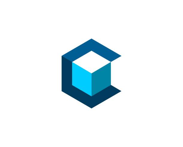 Cube Box logo combine C and box cube shape stock illustrations