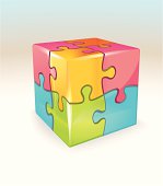 Puzzle cube with four colour