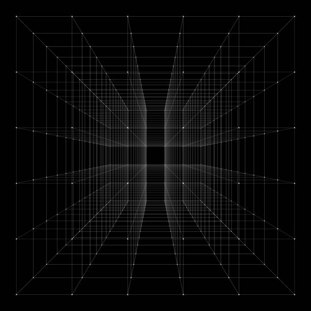 Cube with highlighted corners. With perspective. Cube with highlighted corners. With perspective. vanishing point stock illustrations